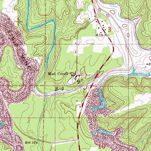 Topographic Map of Mud Creek Baptist Church, AL
