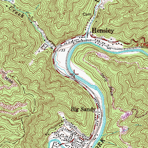 Topographic Map of Lower Hensley Creek, WV