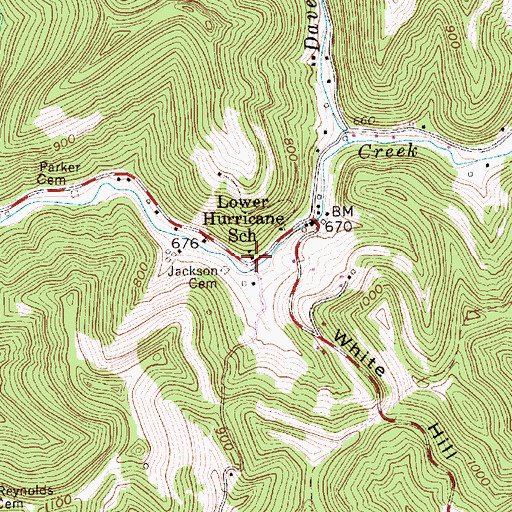 Topographic Map of Lower Hurricane School (historical), WV