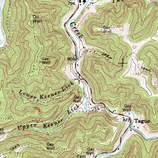 Topographic Map of Lower Keener Lick, WV