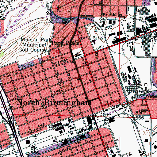 Topographic Map of North Birmingham Baptist Church, AL