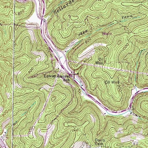 Topographic Map of Lower Laurel School (historical), WV