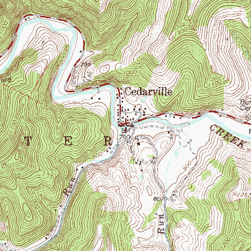 Topographic Map of Lower Level Run, WV