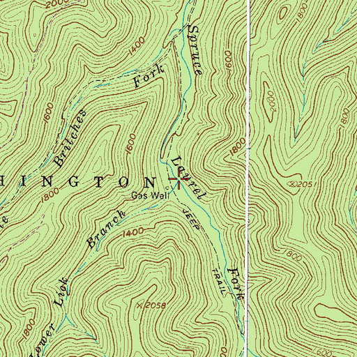 Topographic Map of Lower Lick Branch, WV