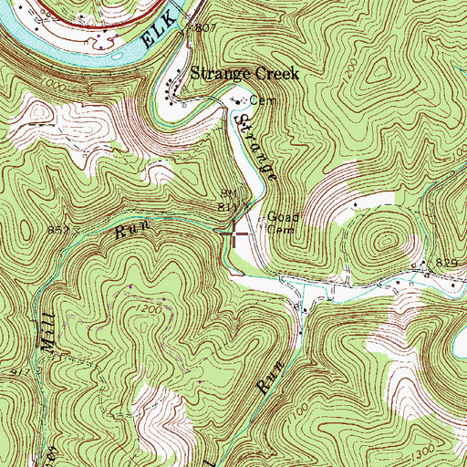 Topographic Map of Lower Mill Run, WV
