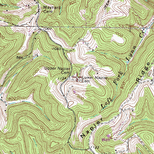 Topographic Map of Lower Napier Cemetery, WV