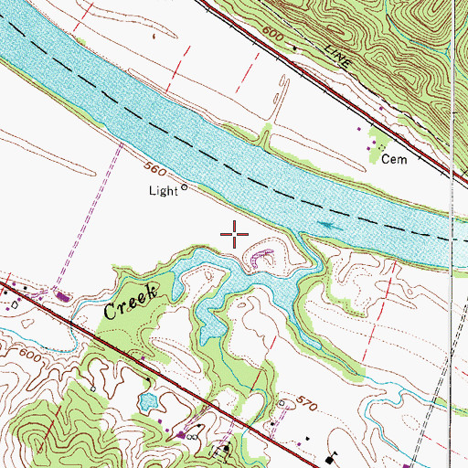 Topographic Map of Lower Ninemile Creek, WV