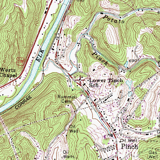 Topographic Map of Lower Pinch School (historical), WV