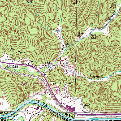 Topographic Map of Lower Right Fork, WV