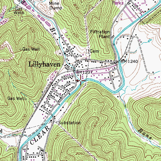 Topographic Map of Lower Road Branch, WV