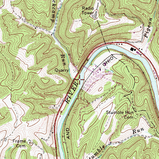 Topographic Map of Lower Rockcamp Run, WV