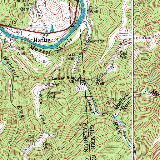 Topographic Map of Lower Run Church, WV