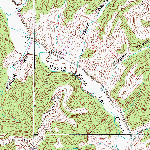 Topographic Map of Lower Sheets Run, WV