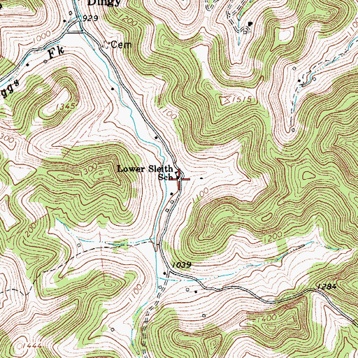 Topographic Map of Lower Sleith School (historical), WV