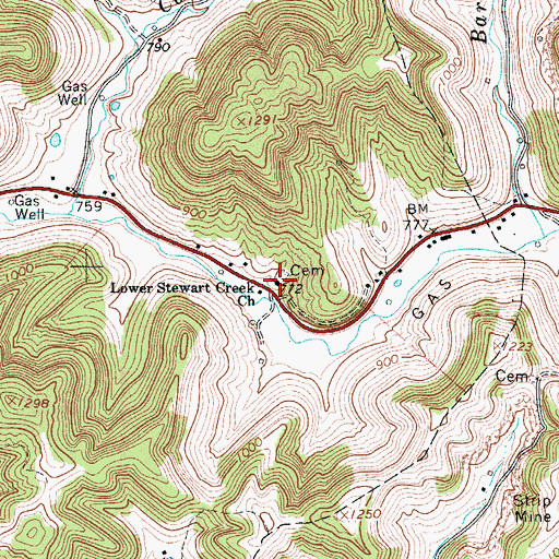 Topographic Map of Lower Stewart Creek Church, WV