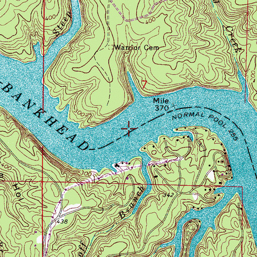 Topographic Map of Patton Ferry (historical), AL