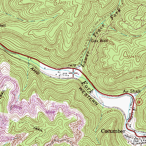 Topographic Map of Lower Trace Fork, WV