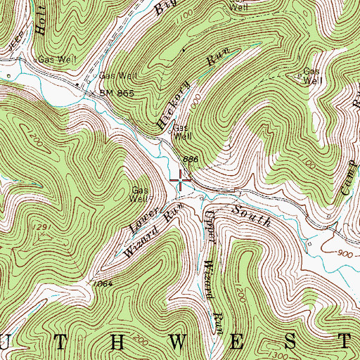 Topographic Map of Lower Wizard Run, WV