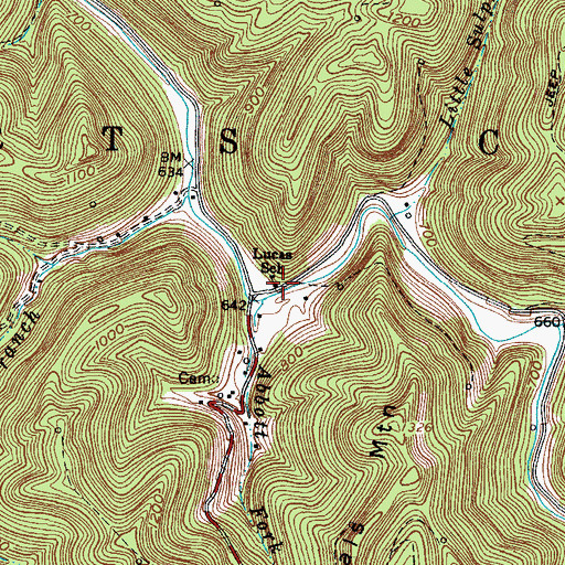 Topographic Map of Lucas School (historical), WV
