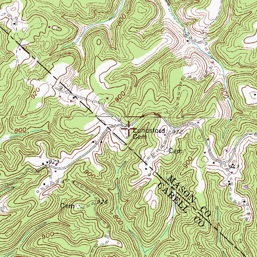 Topographic Map of Lundsford Cemetery, WV