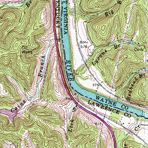 Topographic Map of Lycans Branch, WV