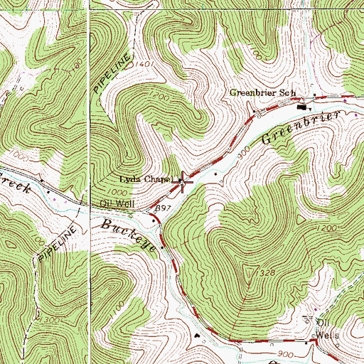Topographic Map of Lyda Chapel United Methodist Church, WV