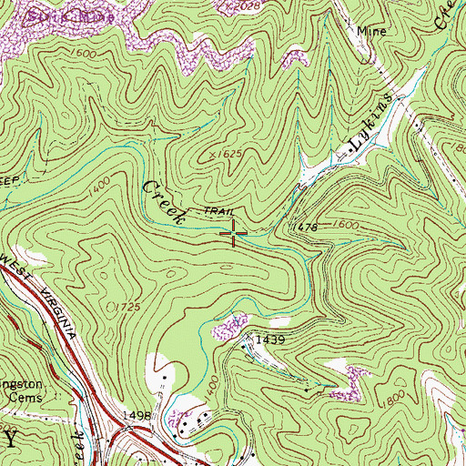 Topographic Map of Lykins Creek, WV
