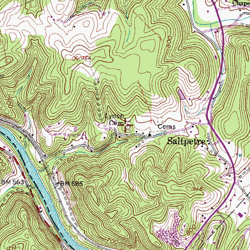 Topographic Map of Lynch Cemetery, WV