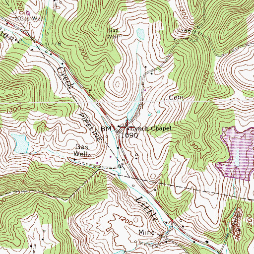 Topographic Map of Lynch Chapel United Methodist Church, WV