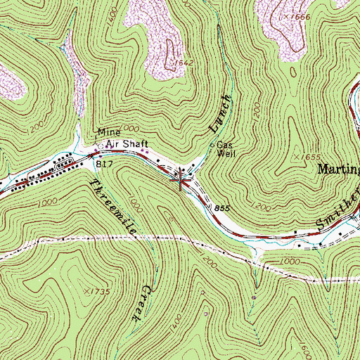 Topographic Map of Lynch Fork, WV