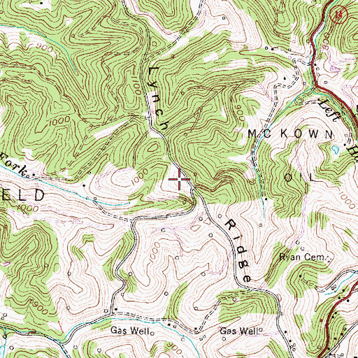 Topographic Map of Lynch Ridge, WV