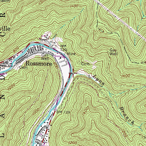 Topographic Map of Lynn Branch, WV