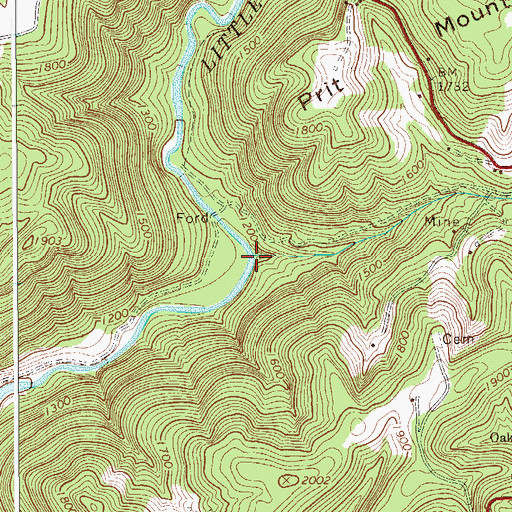 Topographic Map of Lynn Camp Run, WV