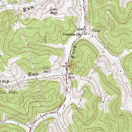 Topographic Map of Lynn Camp Run, WV