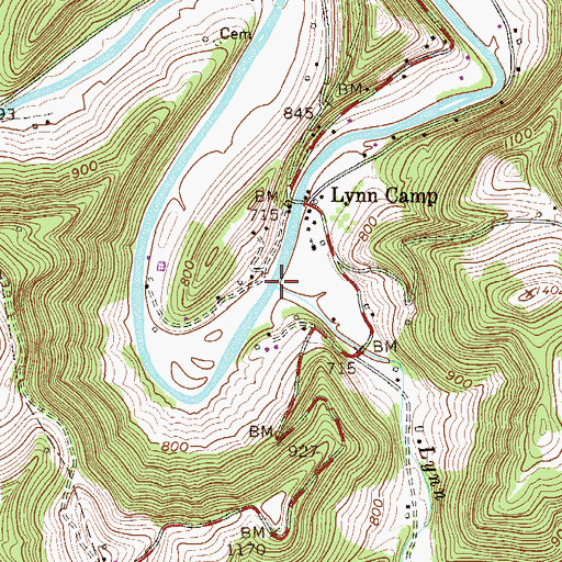 Topographic Map of Lynn Camp Run, WV