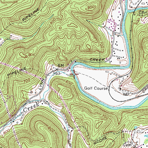 Topographic Map of Lynn Creek, WV