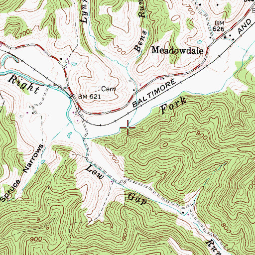 Topographic Map of Lynncamp Run, WV