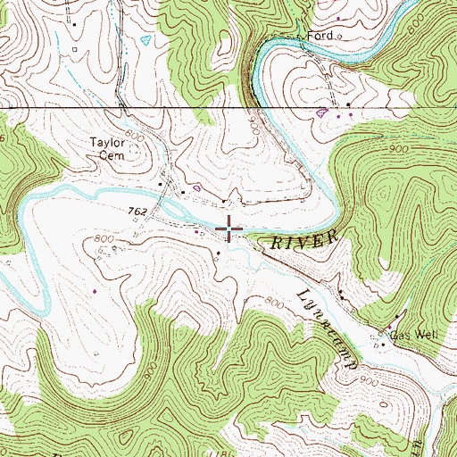 Topographic Map of Lynncamp Run, WV