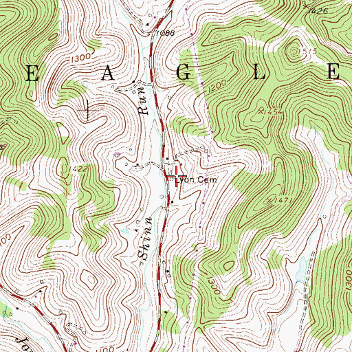 Topographic Map of Lyon Cemetery, WV
