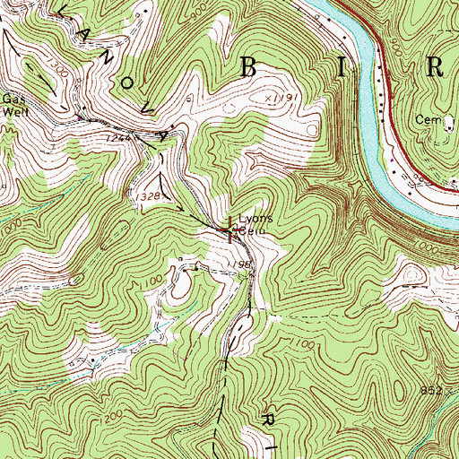 Topographic Map of Lyons Cemetery, WV