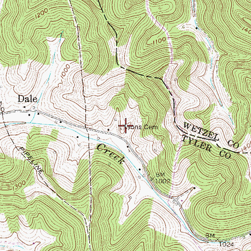 Topographic Map of Lyons Cemetery, WV