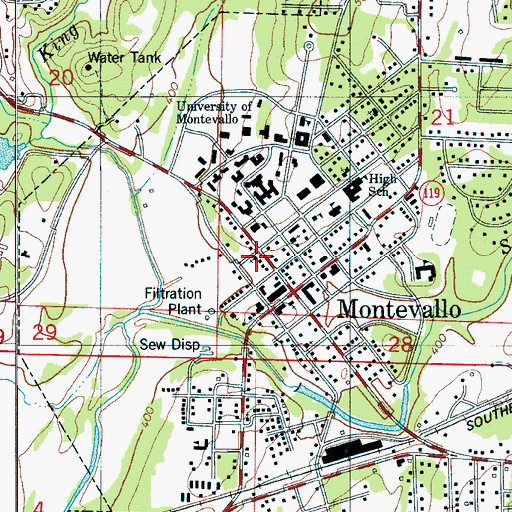 Topographic Map of First United Methodist Church, AL