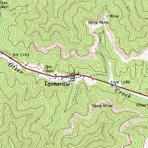 Topographic Map of Lyonsville, WV