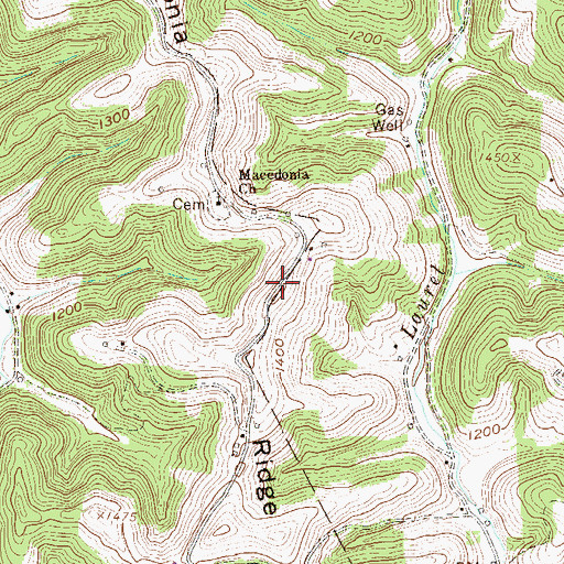 Topographic Map of Macedonia Ridge, WV