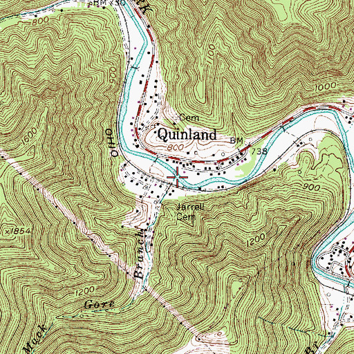 Topographic Map of Mack Gore Branch, WV