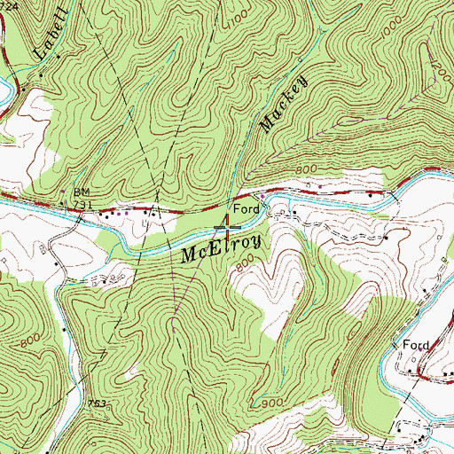 Topographic Map of Mackey Run, WV