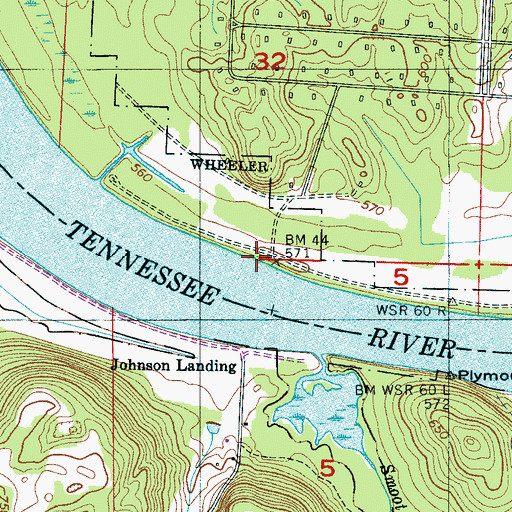 Topographic Map of Green Grove Landing (historical), AL