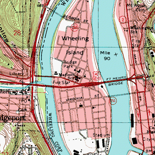 Topographic Map of Madison Elementary School, WV