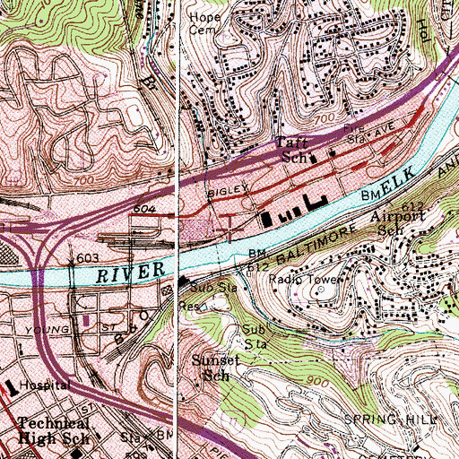 Topographic Map of Magazine Branch, WV