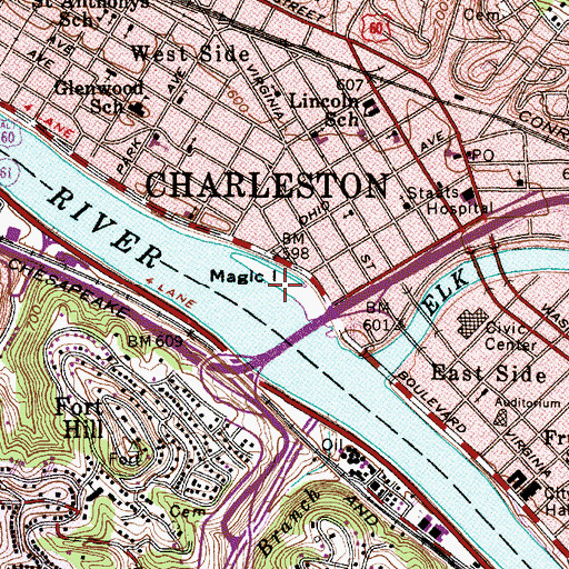 Topographic Map of Magic Island, WV